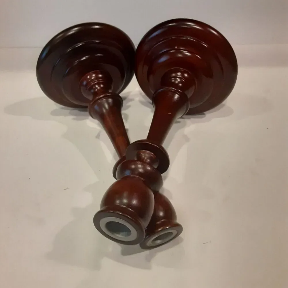 Studio 56 Wooden Turned Candlesticks x2 versatile Decor